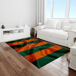 NCAA Miami Hurricanes Sport Basketball And Foolball Team Logo Rectangle Area Rug MH69