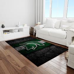 NCAA Michigan State Spartans College Sport Basketball And Foolball Team Logo Rectangle Area Rug MSS01