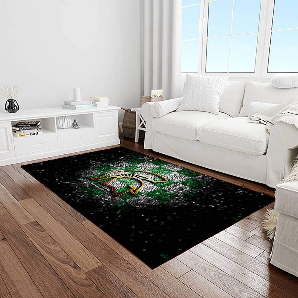 NCAA Michigan State Spartans College Sport Basketball And Foolball Team Logo Rectangle Area Rug MSS05