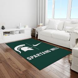 NCAA Michigan State Spartans College Sport Basketball And Foolball Team Logo Rectangle Area Rug MSS07