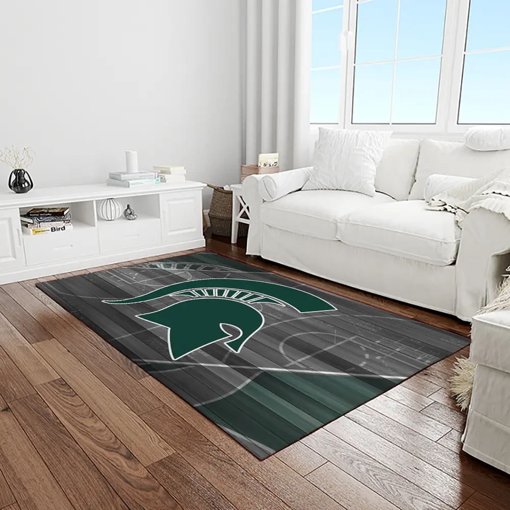 NCAA Michigan State Spartans College Sport Basketball And Foolball Team Logo Rectangle Area Rug MSS08
