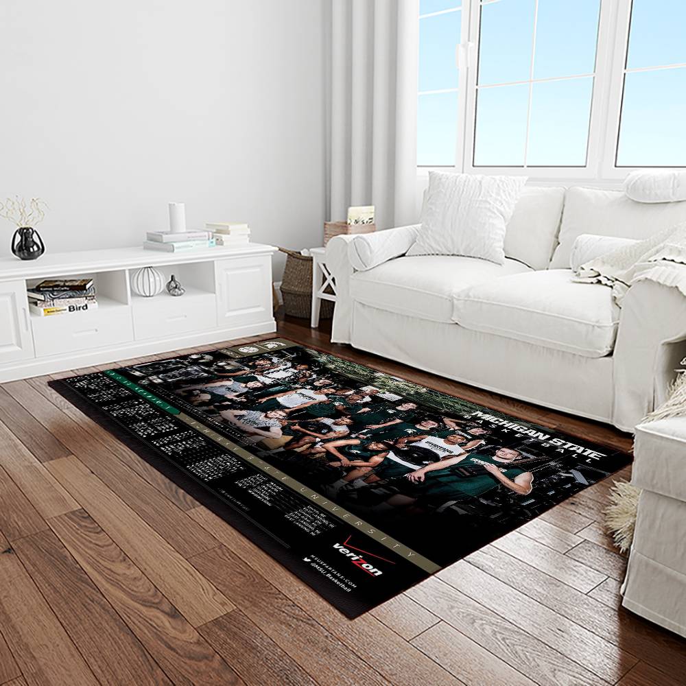 NCAA Michigan State Spartans College Sport Basketball And Foolball Team Logo Rectangle Area Rug MSS33