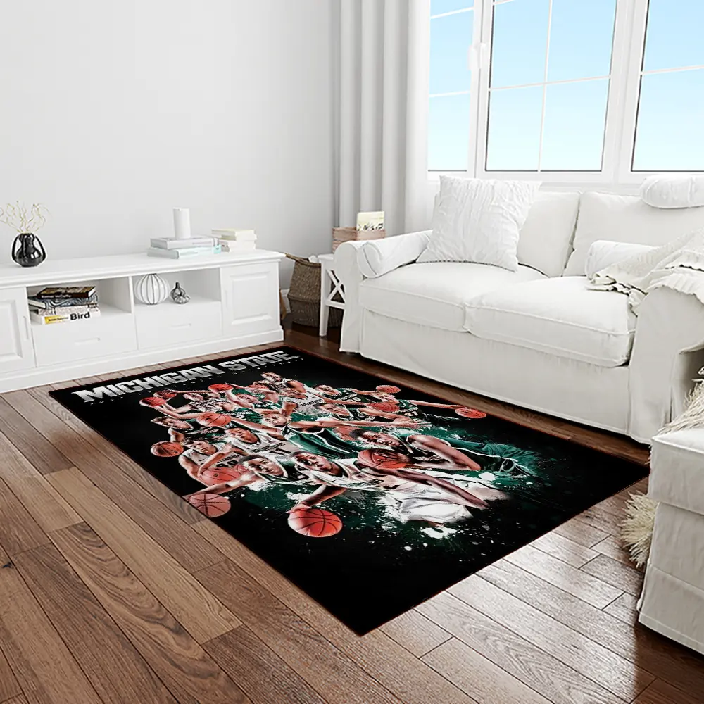 NCAA Michigan State Spartans College Sport Basketball And Foolball Team Logo Rectangle Area Rug MSS35