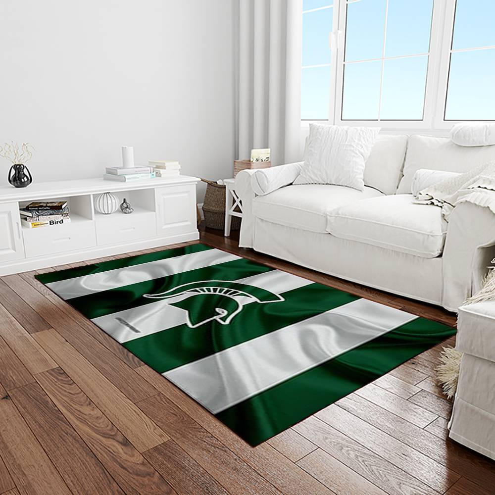 NCAA Michigan State Spartans College Sport Basketball And Foolball Team Logo Rectangle Area Rug MSS39