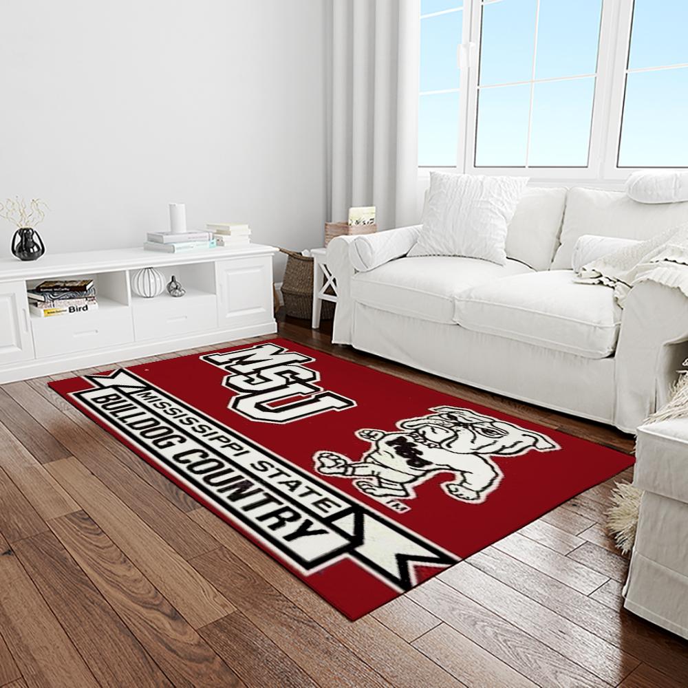 NCAA Mississippi State Bulldogs College Sport Basketball And Foolball Team Logo Rectangle Area Rug MSB02