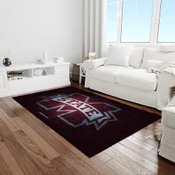 NCAA Mississippi State Bulldogs College Sport Basketball And Foolball Team Logo Rectangle Area Rug MSB18