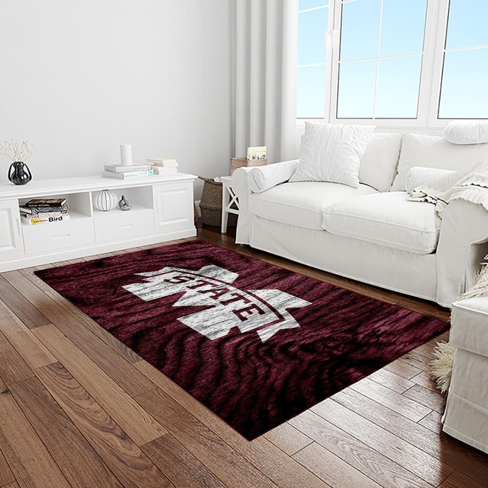 NCAA Mississippi State Bulldogs College Sport Basketball And Foolball Team Logo Rectangle Area Rug MSB26