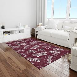 NCAA Mississippi State Bulldogs College Sport Basketball And Foolball Team Logo Rectangle Area Rug MSB33