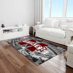 NCAA Mississippi State Bulldogs College Sport Basketball And Foolball Team Logo Rectangle Area Rug MSB42