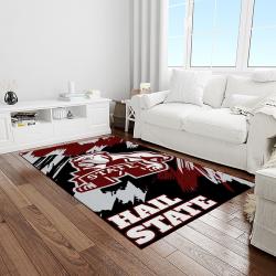 NCAA Mississippi State Bulldogs College Sport Basketball And Foolball Team Logo Rectangle Area Rug MSB43