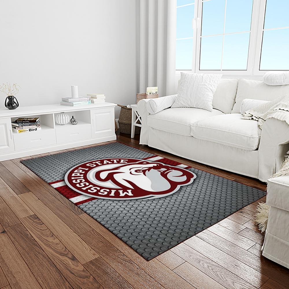 NCAA Mississippi State Bulldogs College Sport Basketball And Foolball Team Logo Rectangle Area Rug MSB54