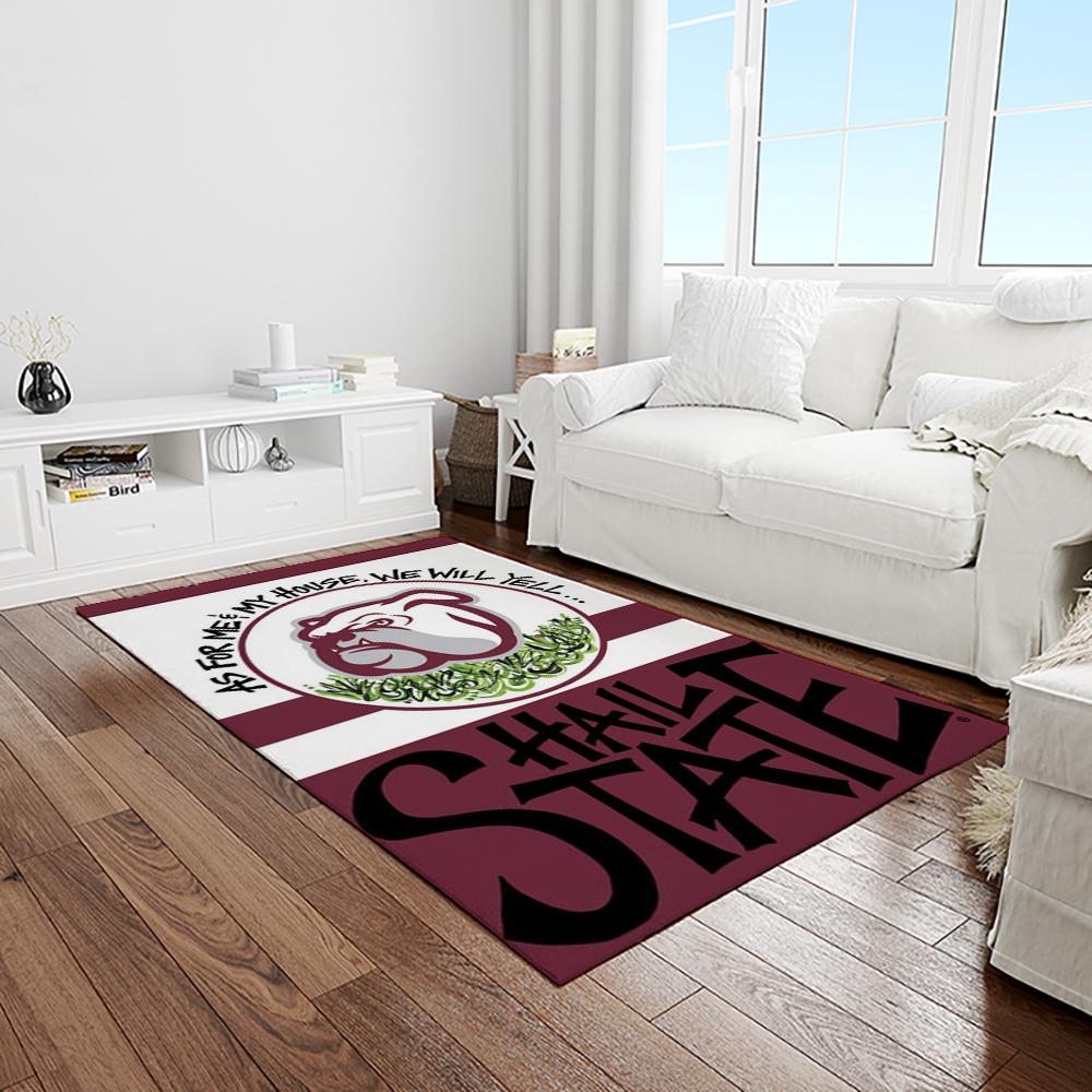 NCAA Mississippi State Bulldogs College Sport Basketball And Foolball Team Logo Rectangle Area Rug MSB66