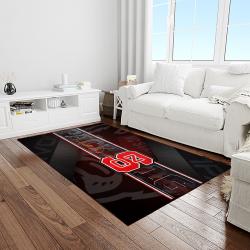 NCAA NC State Wolfpack Sport Basketball And Foolball Team Logo Rectangle Area Rug NCSW16