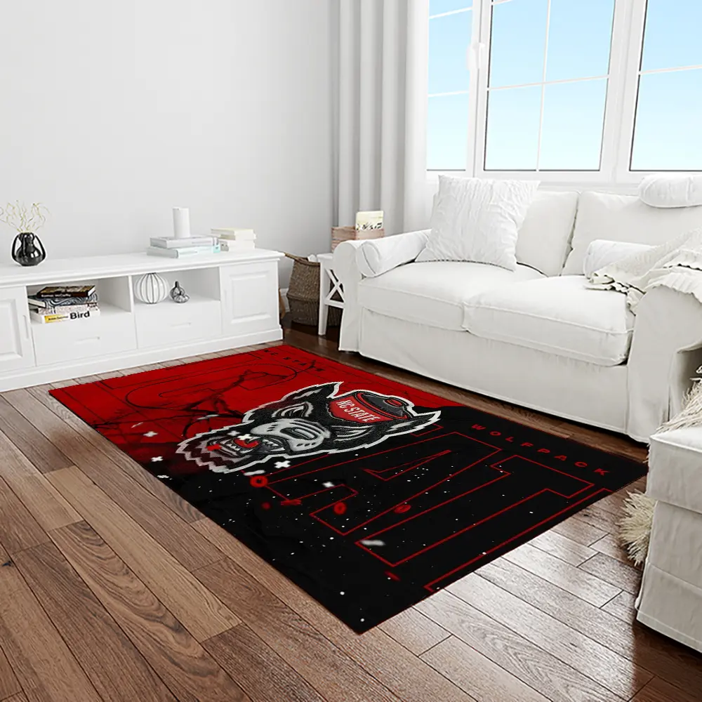 NCAA NC State Wolfpack Sport Basketball And Foolball Team Logo Rectangle Area Rug NCSW34