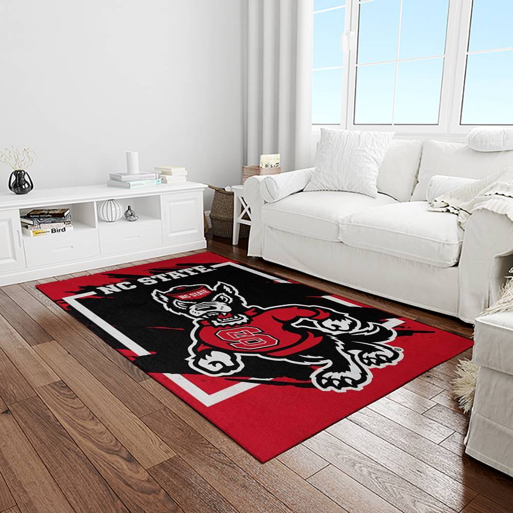 NCAA NC State Wolfpack Sport Basketball And Foolball Team Logo Rectangle Area Rug NCSW35