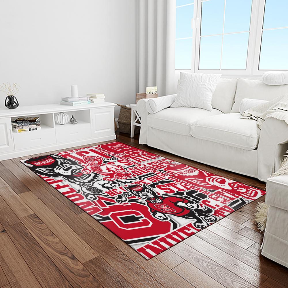 NCAA NC State Wolfpack Sport Basketball And Foolball Team Logo Rectangle Area Rug NCSW51