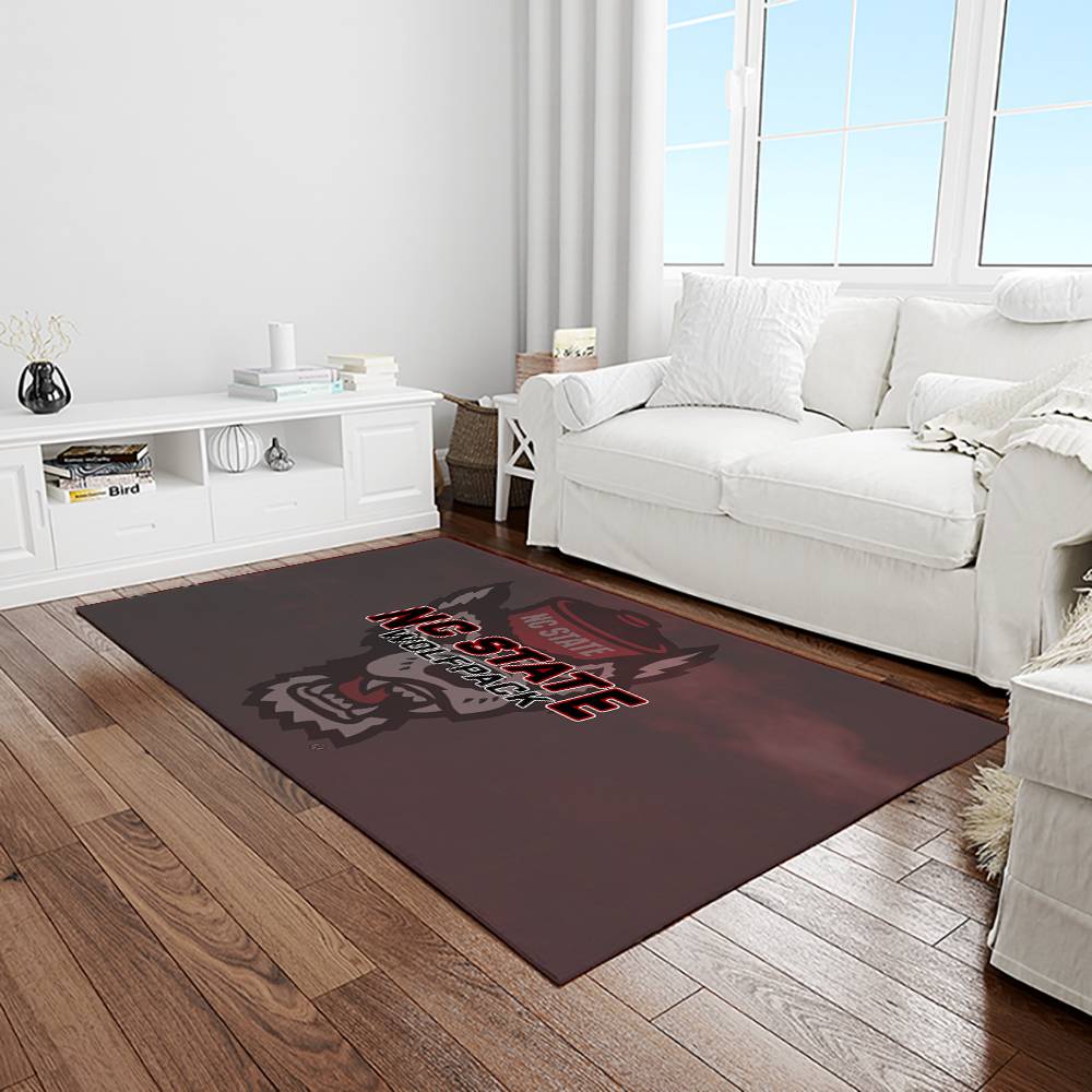 NCAA NC State Wolfpack Sport Basketball And Foolball Team Logo Rectangle Area Rug NCSW52