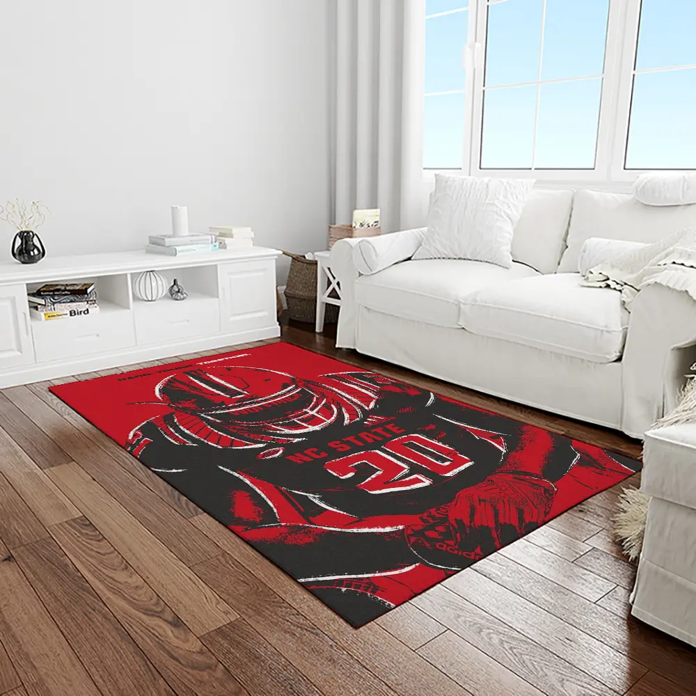 NCAA NC State Wolfpack Sport Basketball And Foolball Team Logo Rectangle Area Rug NCSW55