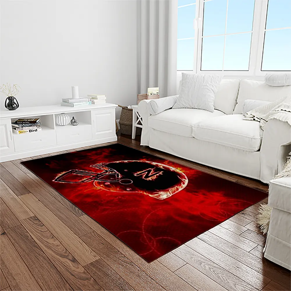 NCAA Nebraska Cornhuskers College Sport Basketball And Foolball Team Logo Rectangle Area Rug NCS05