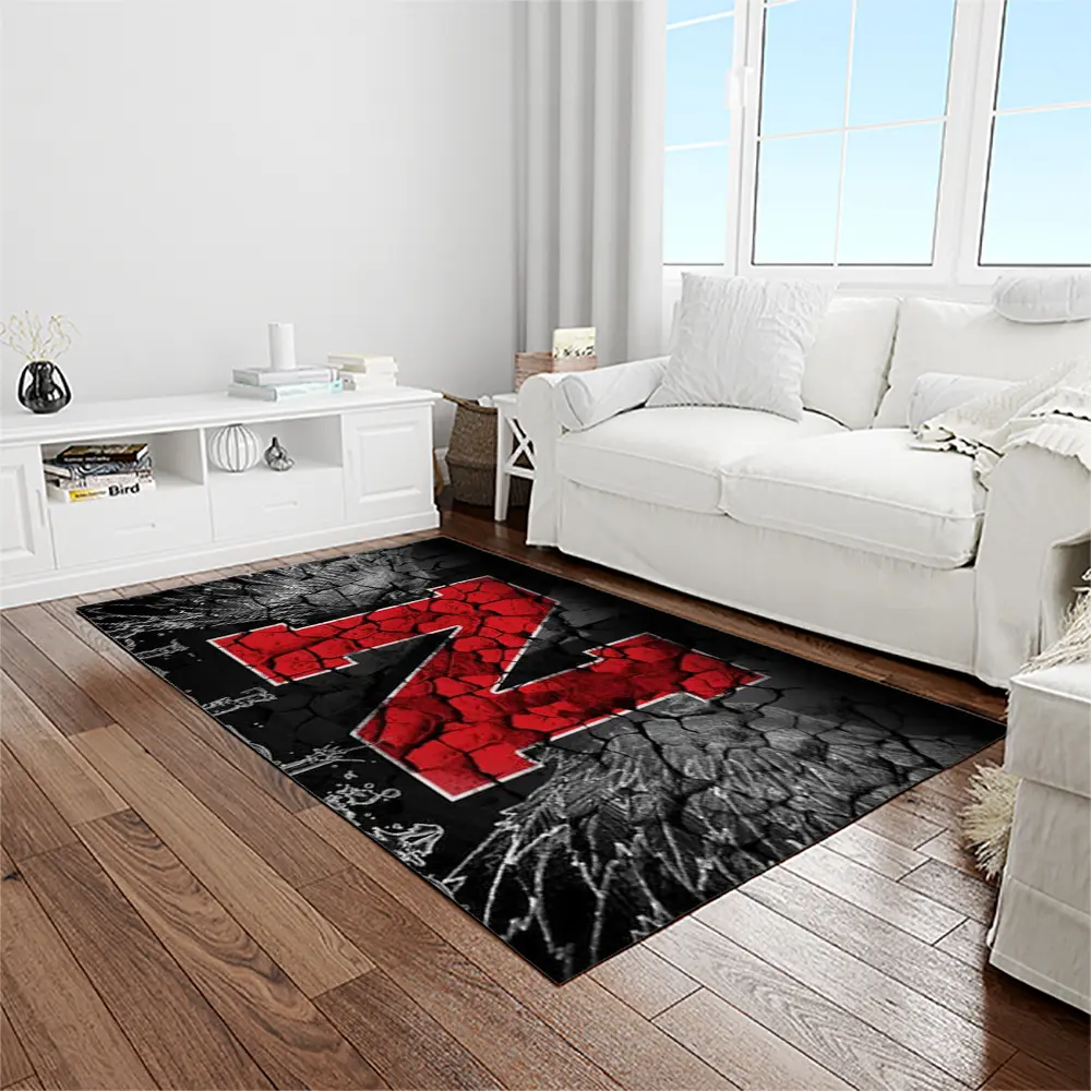 NCAA Nebraska Cornhuskers College Sport Basketball And Foolball Team Logo Rectangle Area Rug NCS06