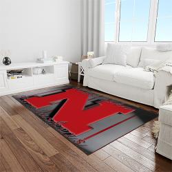 NCAA Nebraska Cornhuskers College Sport Basketball And Foolball Team Logo Rectangle Area Rug NCS22