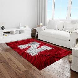NCAA Nebraska Cornhuskers College Sport Basketball And Foolball Team Logo Rectangle Area Rug NCS30