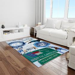 NCAA North Carolina Tar Heels College Sport Basketball And Foolball Team Logo Rectangle Area Rug NCTH41