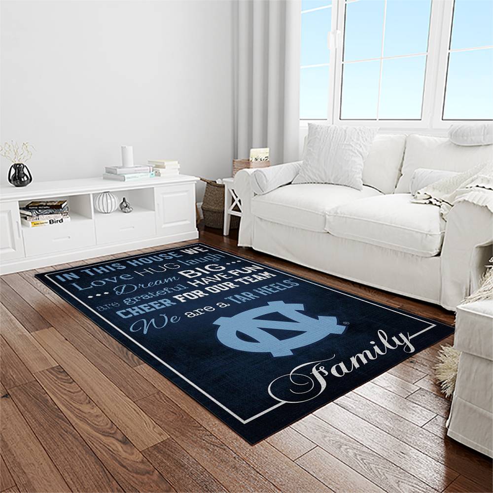 NCAA North Carolina Tar Heels College Sport Basketball And Foolball Team Logo Rectangle Area Rug NCTH79