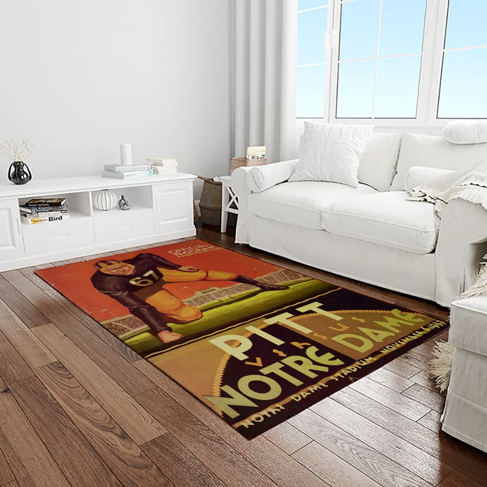 NCAA Notre Dame Fighting Sport Basketball And Foolball Team Logo Rectangle Area Rug NDF43