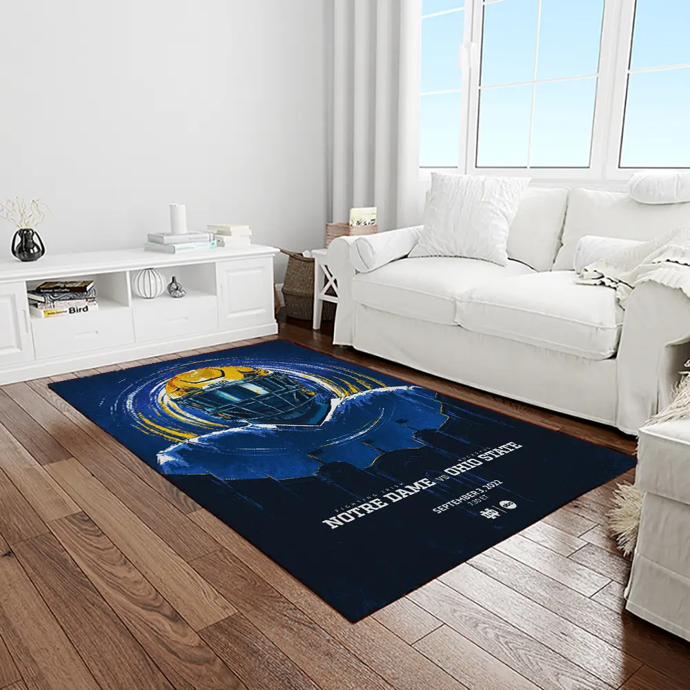 NCAA Notre Dame Fighting Sport Basketball And Foolball Team Logo Rectangle Area Rug NDF49