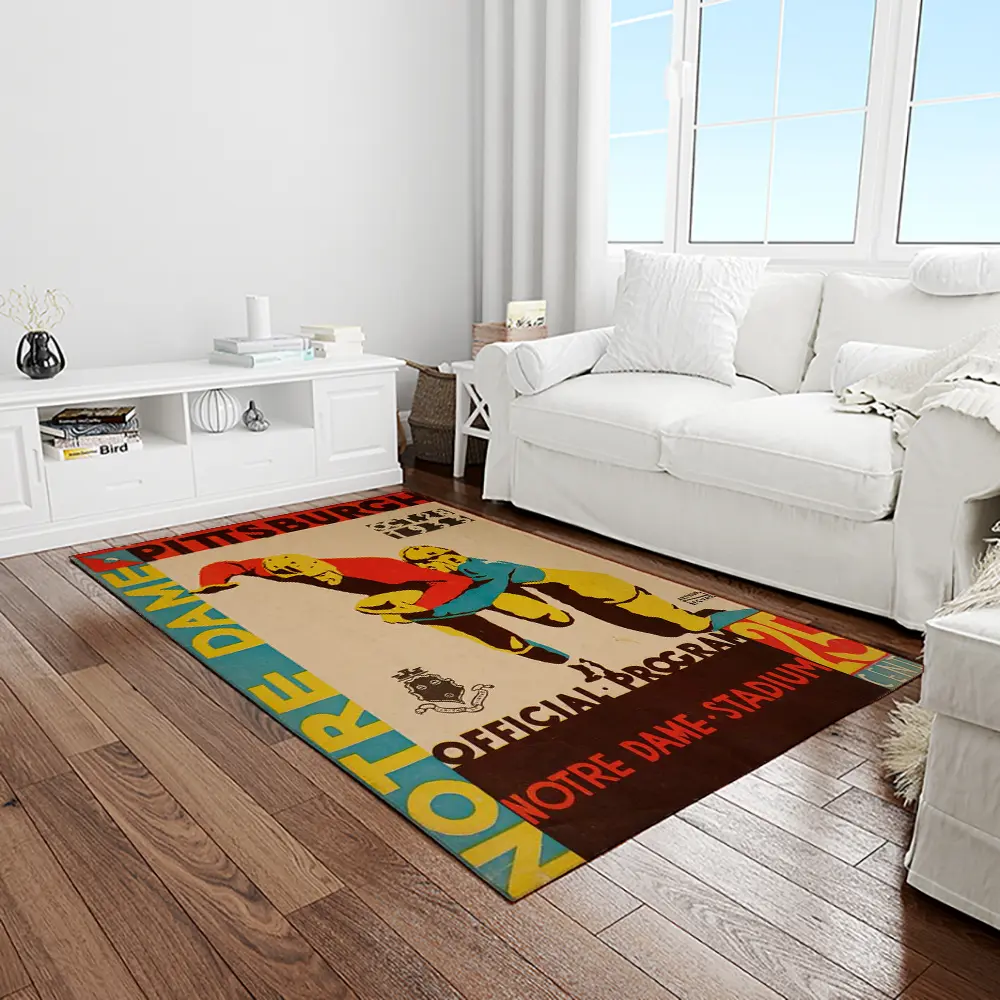 NCAA Notre Dame Fighting Sport Basketball And Foolball Team Logo Rectangle Area Rug NDF58