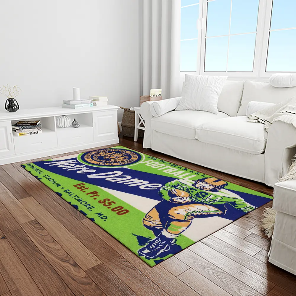 NCAA Notre Dame Fighting Sport Basketball And Foolball Team Logo Rectangle Area Rug NDF59
