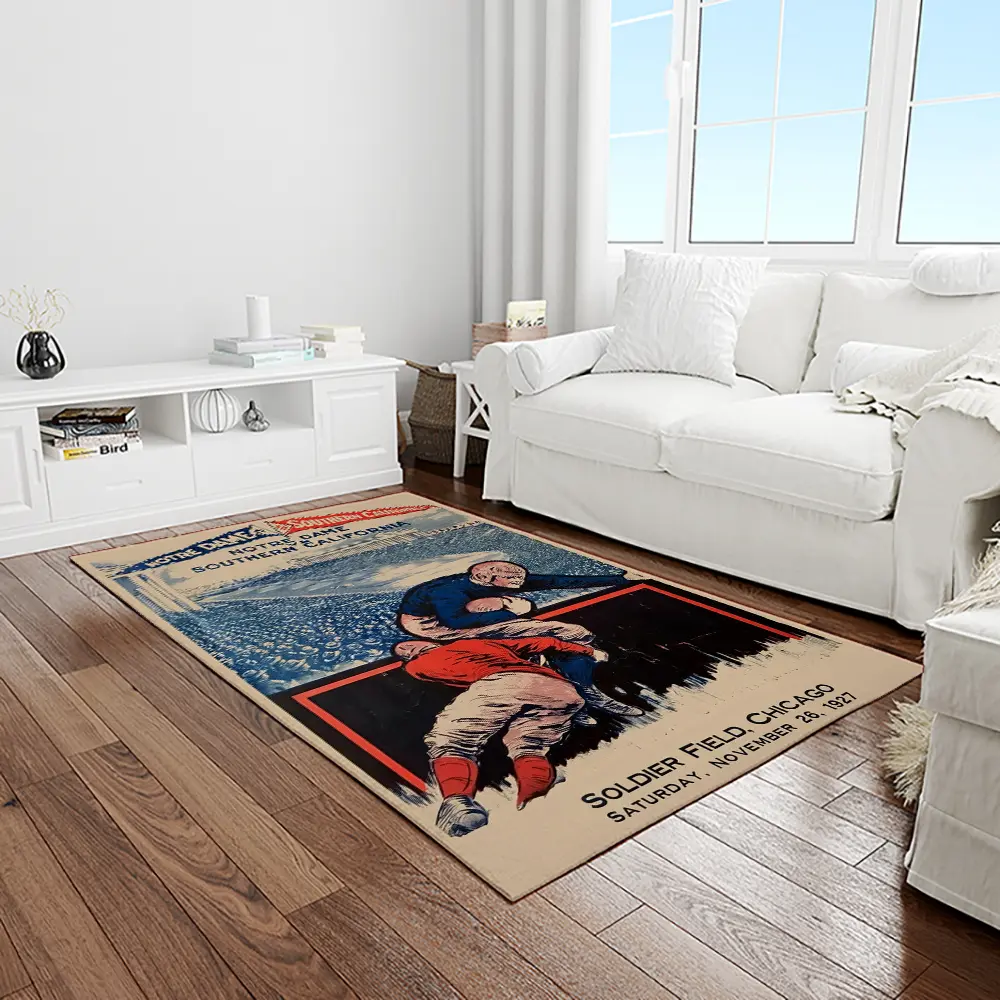 NCAA Notre Dame Fighting Sport Basketball And Foolball Team Logo Rectangle Area Rug NDF60