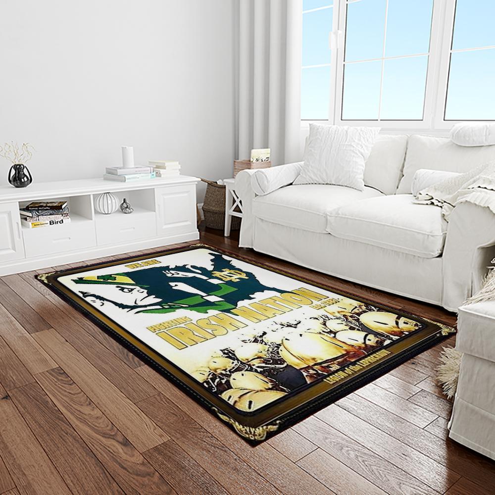 NCAA Notre Dame Fighting Sport Basketball And Foolball Team Logo Rectangle Area Rug NDF72