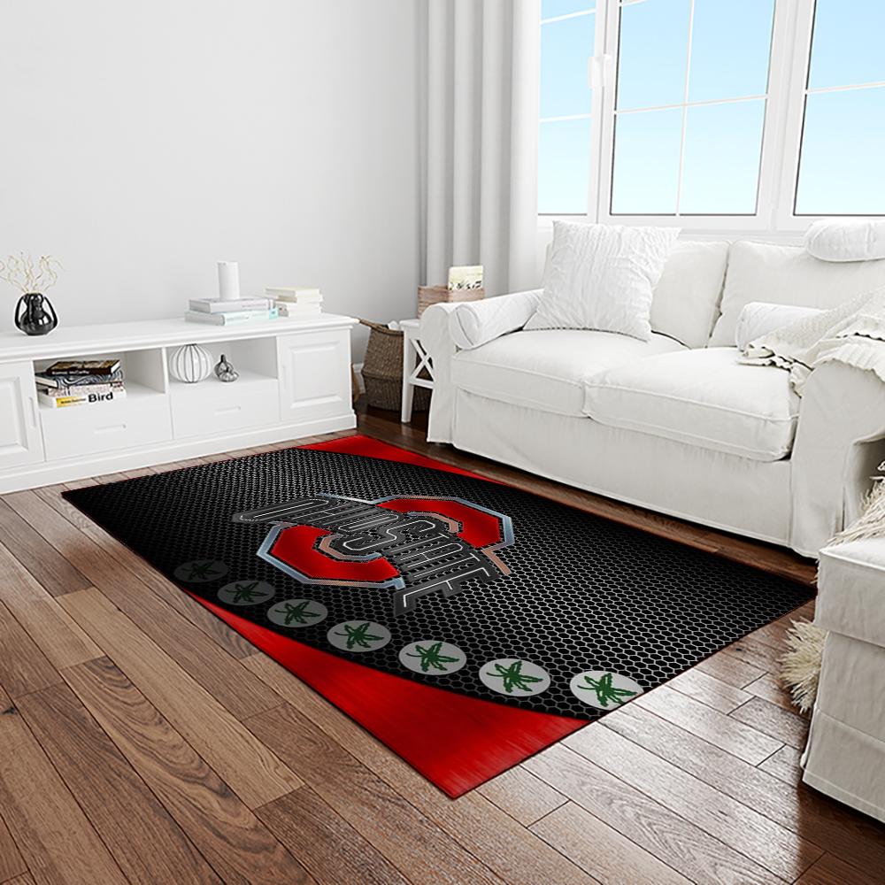 NCAA Ohio State Buckeyes College Sport Basketball And Foolball Team Logo Rectangle Area Rug OSB07