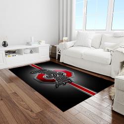 NCAA Ohio State Buckeyes College Sport Basketball And Foolball Team Logo Rectangle Area Rug OSB10