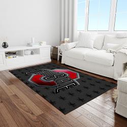 NCAA Ohio State Buckeyes College Sport Basketball And Foolball Team Logo Rectangle Area Rug OSB11