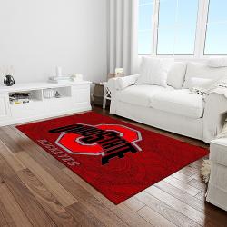 NCAA Ohio State Buckeyes College Sport Basketball And Foolball Team Logo Rectangle Area Rug OSB17