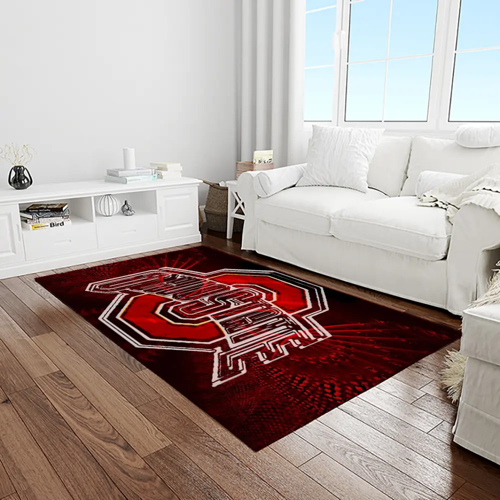 NCAA Ohio State Buckeyes College Sport Basketball And Foolball Team Logo Rectangle Area Rug OSB21