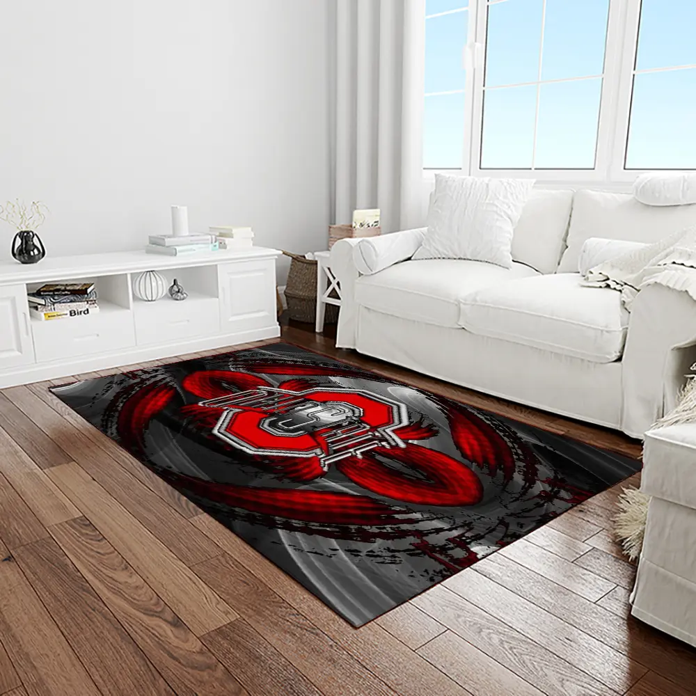 NCAA Ohio State Buckeyes College Sport Basketball And Foolball Team Logo Rectangle Area Rug OSB25