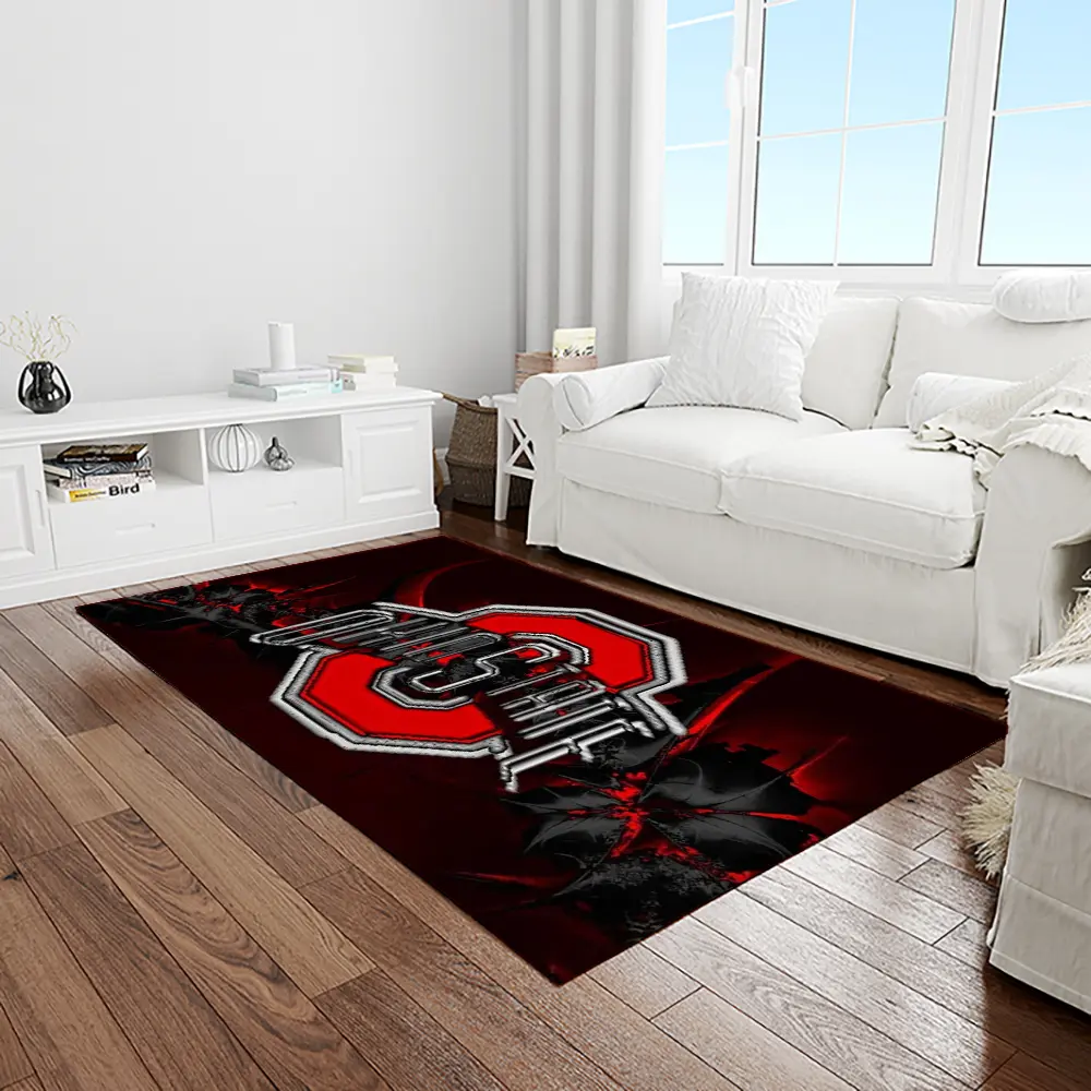 NCAA Ohio State Buckeyes College Sport Basketball And Foolball Team Logo Rectangle Area Rug OSB26