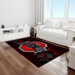 NCAA Ohio State Buckeyes College Sport Basketball And Foolball Team Logo Rectangle Area Rug OSB26