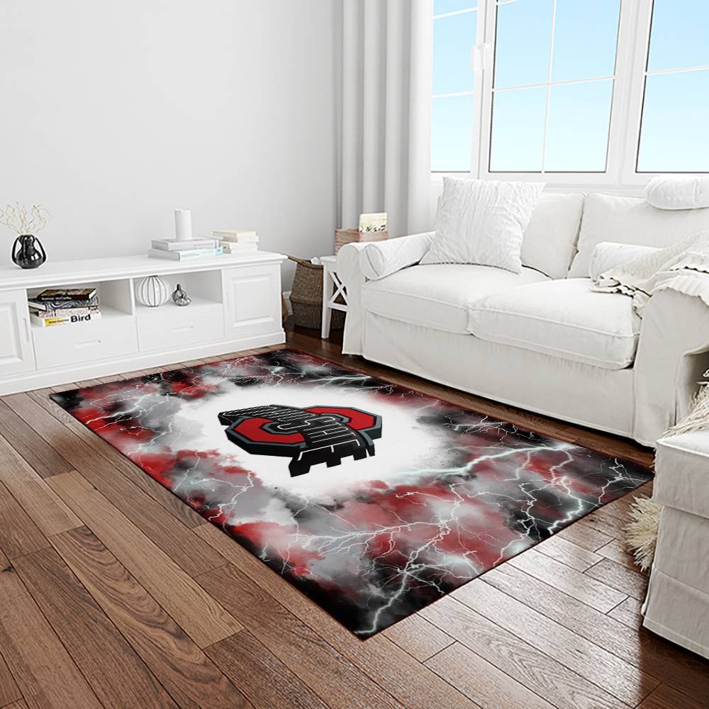 NCAA Ohio State Buckeyes College Sport Basketball And Foolball Team Logo Rectangle Area Rug OSB28