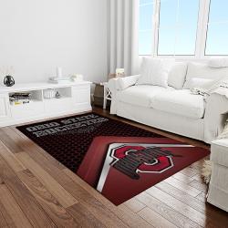 NCAA Ohio State Buckeyes College Sport Basketball And Foolball Team Logo Rectangle Area Rug OSB35