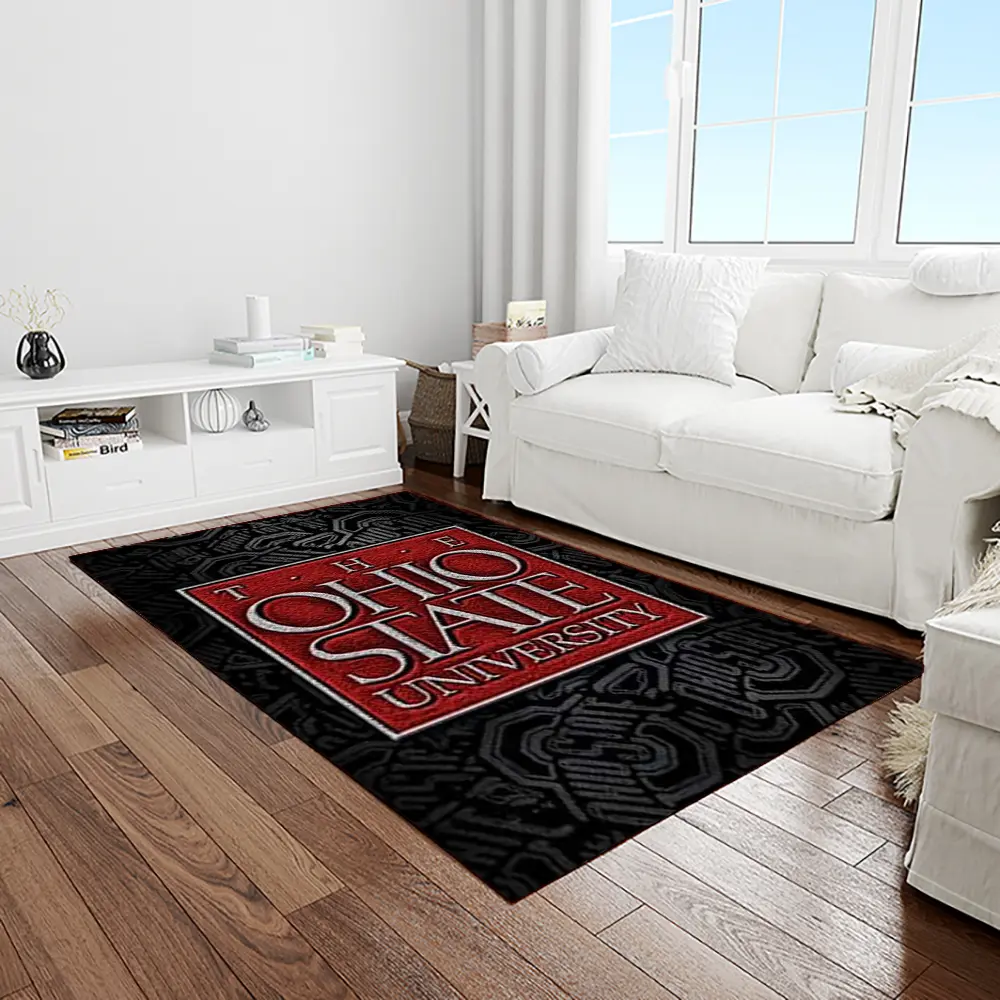 NCAA Ohio State Buckeyes College Sport Basketball And Foolball Team Logo Rectangle Area Rug OSB36