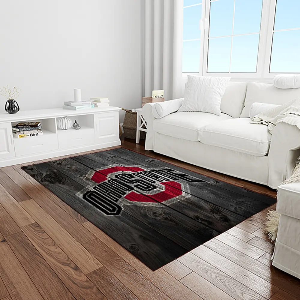 NCAA Ohio State Buckeyes College Sport Basketball And Foolball Team Logo Rectangle Area Rug OSB39