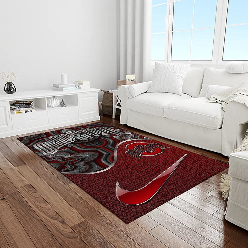 NCAA Ohio State Buckeyes College Sport Basketball And Foolball Team Logo Rectangle Area Rug OSB40