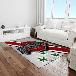 NCAA Ohio State Buckeyes College Sport Basketball And Foolball Team Logo Rectangle Area Rug OSB42