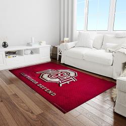 NCAA Ohio State Buckeyes College Sport Basketball And Foolball Team Logo Rectangle Area Rug OSB43