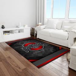 NCAA Ohio State Buckeyes College Sport Basketball And Foolball Team Logo Rectangle Area Rug OSB46